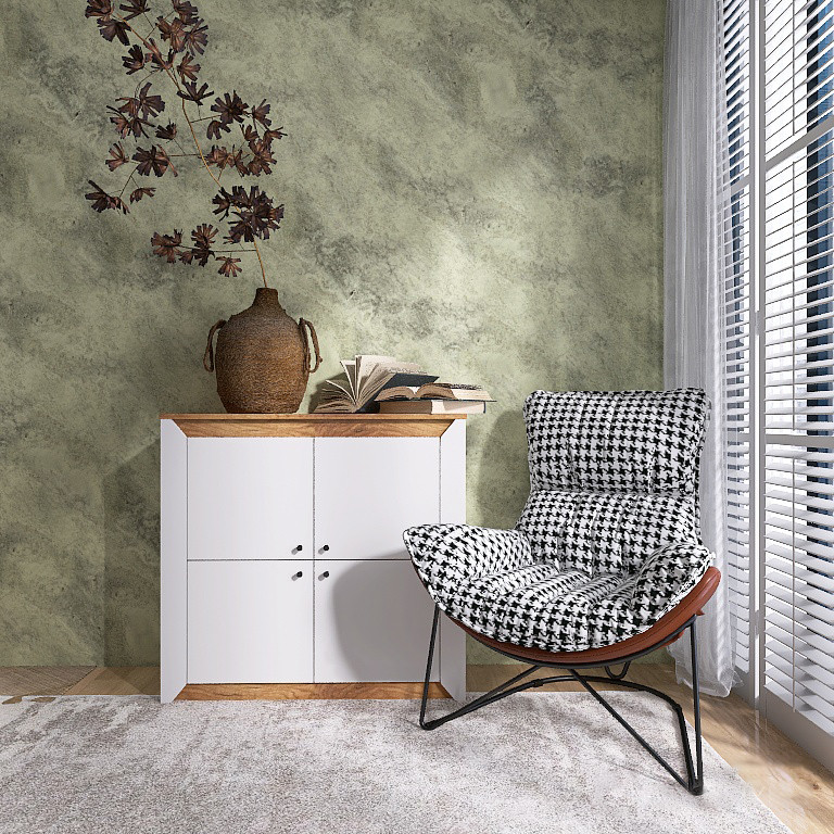 Тумба 4-х дверная закритая Эверест Нордик-980 98х38х92 см Белый + Дуб крафт золотой (DTM-5527) Днепр - изображение 2