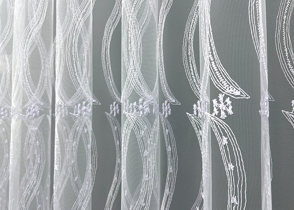 Тюль VR-Textil 2016т Фатин з вишивкою та люрексом Холодний білий 400х270 см (42-1089) Київ - фото 7