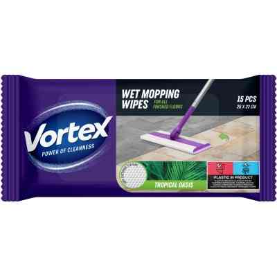 Серветки для прибирання Vortex Tropical Oasis Вологі для підлоги 15 шт. (4823071663525) Вінниця
