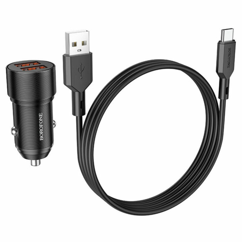 Автомобільний зарядний пристрій BOROFONE BZ19 Wisdom dual port car charger set(Type-C) Black Киев - изображение 2