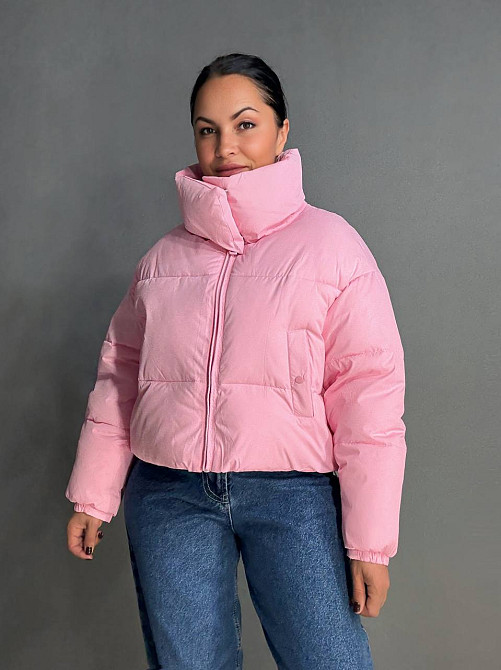 Куртка жіноча Lady Yep 10043 коротка на блискавці з коміром рожева, рожевий, 42 Київ - фото 11