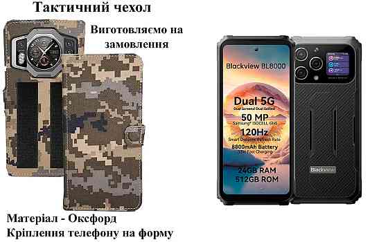 Тактичний чохол для Blackview Armor 27T+, кріпиться до спорядження на липучці Київ