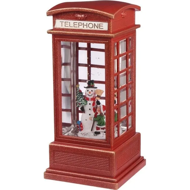 Новорічний нічник телефонна будка Сніговик і дитина Одеса - фото 2