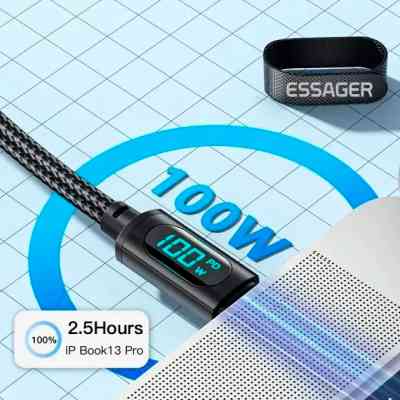 Дата кабель USB-C to USB-C 2.0m 100W LED black Essager (EXCTT1-XYA01-P) Вінниця
