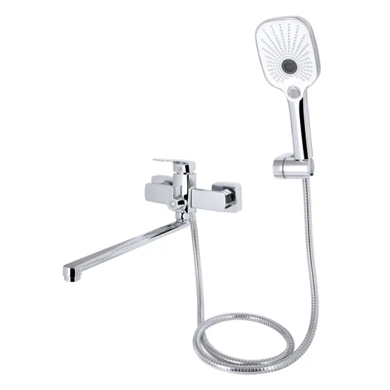 Смеситель для ванны Qtap Tern с длинным изливом и душевым гарнитуром QTTER260CRM47587 Chrome Киев