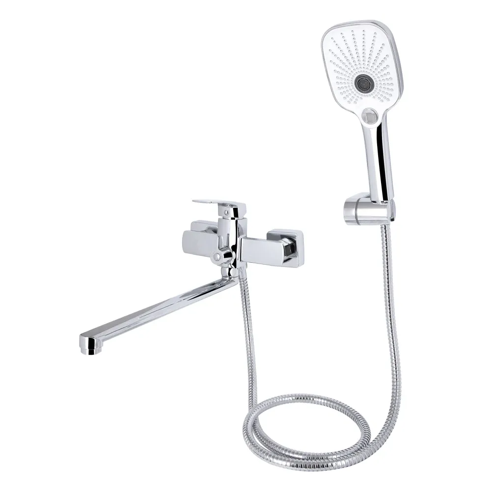 Змішувач для ванни Qtap Tern з довгим виливом та душовим гарнітуром QTTER260CRM47587 Chrome Київ - фото 2