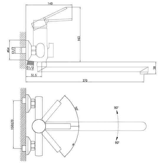 Смеситель для ванной Zerix LOR7-124 ZX5977 стильный и надежный Харьков