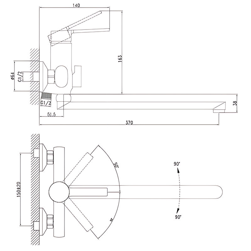 Смеситель для ванной Zerix LOR7-124 ZX5977 стильный и надежный Харьков - изображение 2