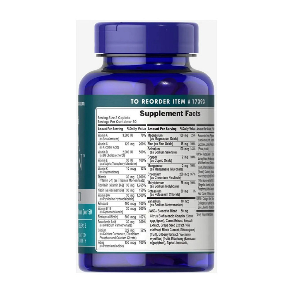 Витамины для женщин ультра 50+ Puritan's Pride Ultra WomanTM 50 Plus Multi-Vitamin with Zinc 60 капс Киев - изображение 2