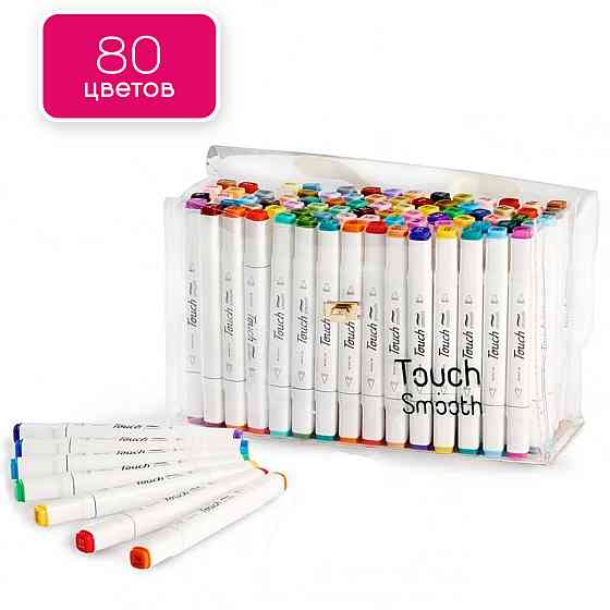 Набір якісних двосторонніх кольорових маркерів Touch Smooth для скетчинга на спиртовій основі 80 штук Кам'янець-Подільський