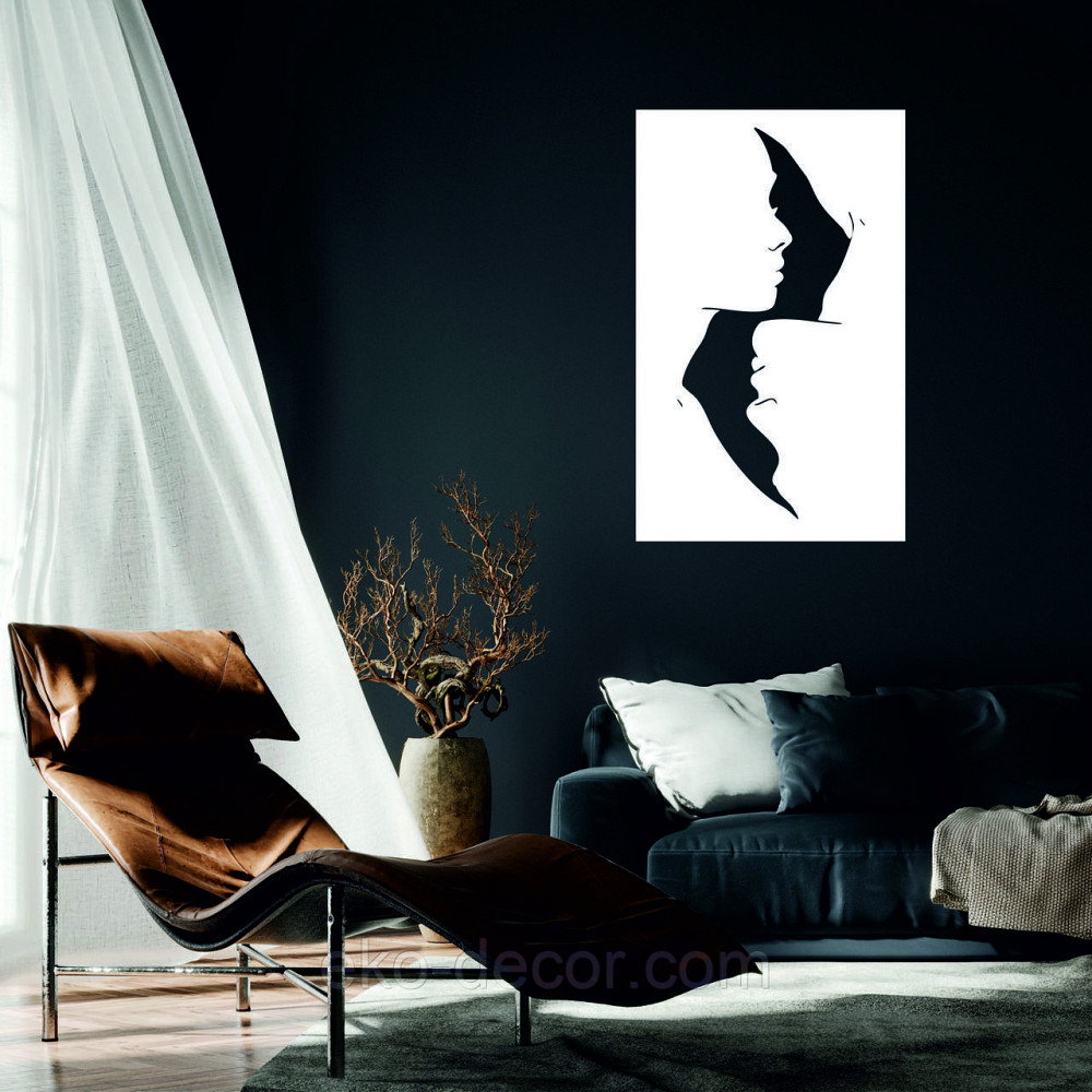 Декоративне настінне 3D Панно «Силует пари», Декор на стіну з об'ємом 50*31 см, Білий Київ - фото 1