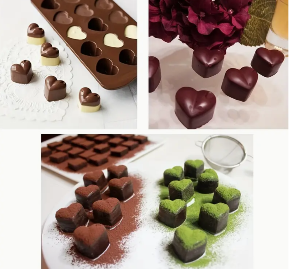 Форма силиконовая на 15 изделий 20 х 10 х 1,5 см Сердце Мини для конфет, мармелада, желе Одесса - изображение 5