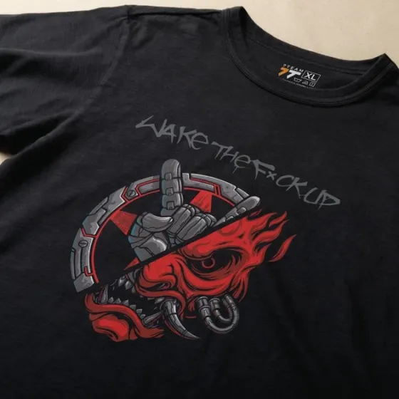 Футболка чоловіча з  принтом Cyber Punk Wake up Samurai 2 Розмір 48 Anime0847 Дніпро