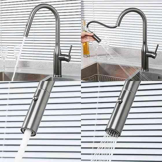 Смеситель для кухни GAPPO G4398-41 с выдвижным изливом, графит Киев