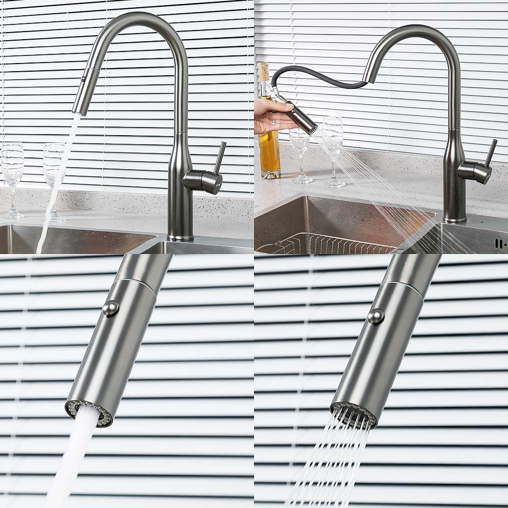 Змішувач для кухні GAPPO G4398-41 з висувним виливом, графіт Київ - фото 2