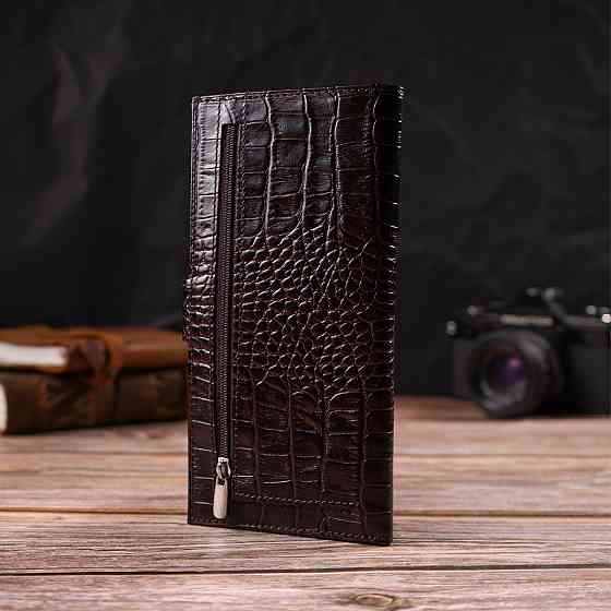 Відмінний купюрник для чоловіків з натуральної шкіри з тисненням під крокодила CANPELLINI 21917 Коричневий Київ