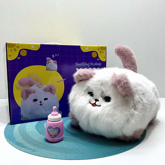 Кошеня інтерактивне Cute Cat виляє хвостиком звукові ефекти Білий з рожевим (933-103 E) Чернігів - фото 1