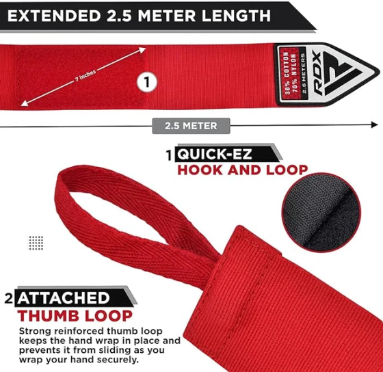 Бинти для боксу RDX Hand Wraps Red (2.5м.) Каменское
