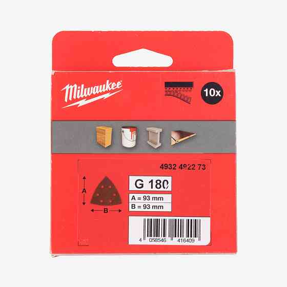 Папір шліфувальний MILWAUKEE 6 отв. H&L, 93х93х93мм, зерно 180, (10шт) Одеса