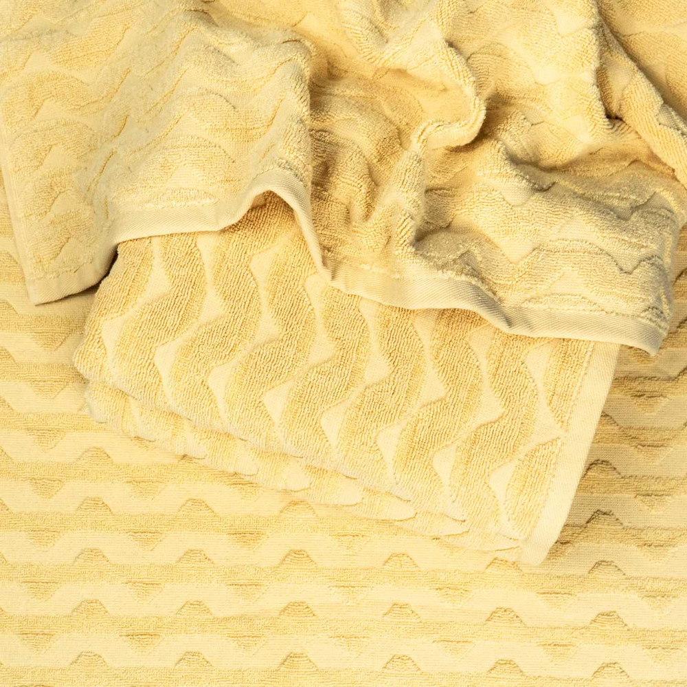 Махровий рушник для обличчя та рук Жакардовий Хвиля GM Textile 50х90см 500г/м2 (Жовтий) Суми - фото 2