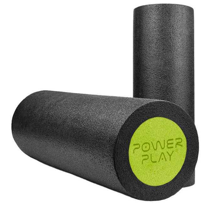 Массажний ролик (ролер) гладкий PowerPlay 4021 Fitness Roller Чорно-зелений (30x15см.) Кам'янське - фото 2
