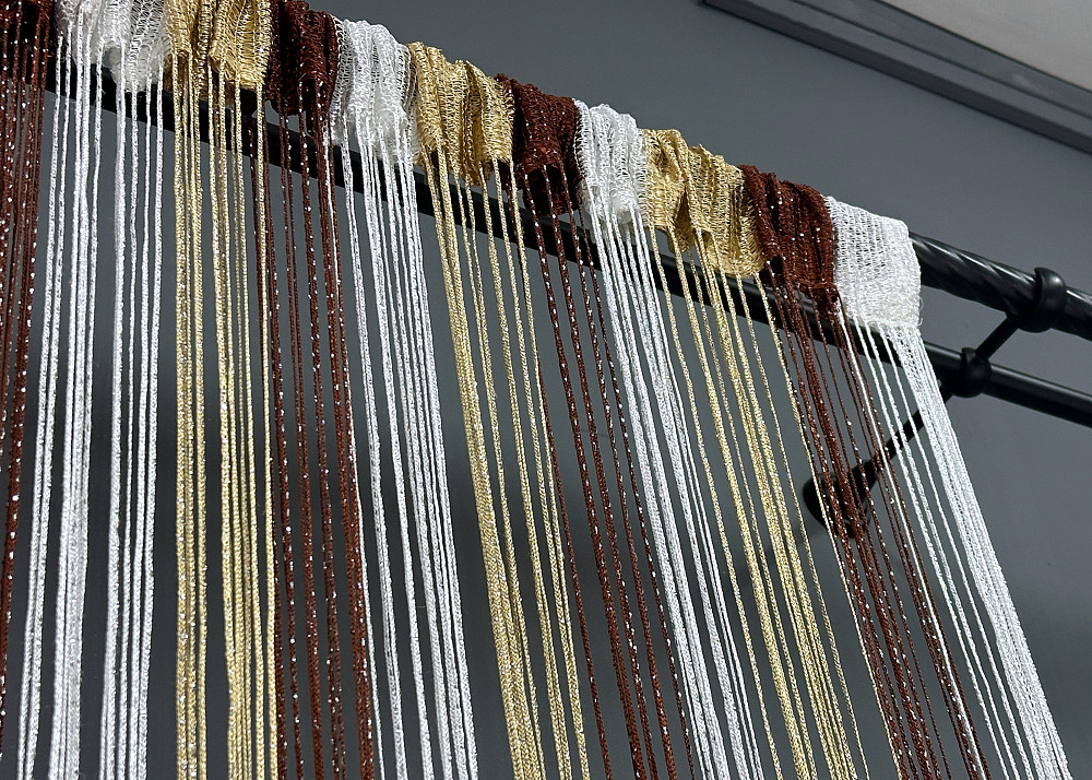 Шторы-нити с люрексом Бежевый с коричневым и белым 300х300см 1 шт (61-109) Киев - изображение 8