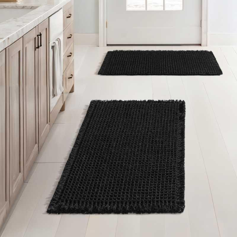 Набор ковриков для ванной/туалета вафельный Lovely Svi 2шт: 50 x 80 см Черный (1217255) Киев - изображение 1