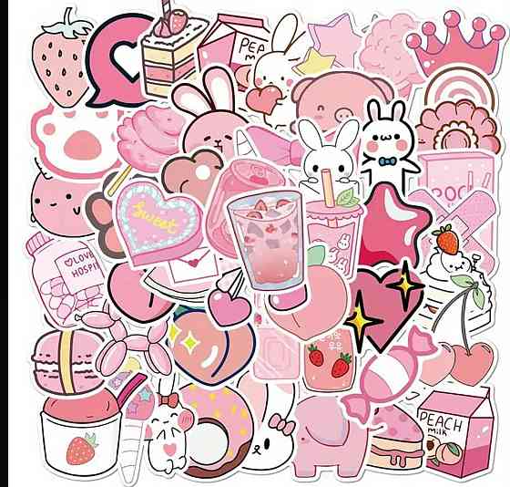 Набор кавайных стикеров розовые милые наклейки, 50 шт Киев