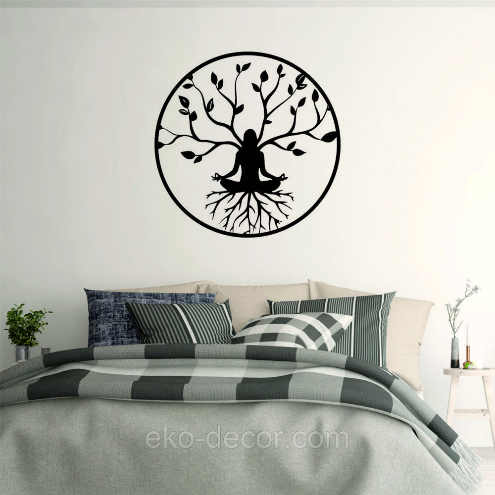 Декоративне настінне 3D Панно «ЙОГА» Декор на стіну з об'ємом 90*90 см, Чорний Київ - фото 5