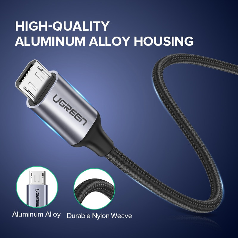 Кабель Micro USB Ugreen US290 60403 5V/3A для зарядки і передачі даних (Серій, 3м) Николаев - изображение 7