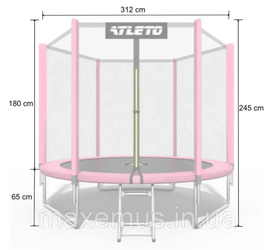 Батут детский Atleto 312 см с защитной сеткой и лестницей батут для детей садовый батут розовый Мостиска