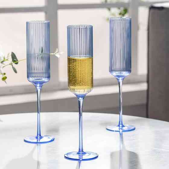 Бокал для шампанского и игристых вин 165 мл, 1 шт, многоразовый, пластиковый, прочный для вина и напитков прозрачно-синий Каменец-Подольский