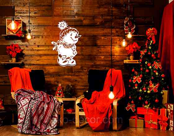 Декоративное настенное Панно «Снеговик», Декор на стену 70*45 см, Белый Киев