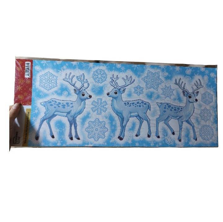 Новогодняя наклейка Олени Livarno Home 21 на 47 см голубой Киев - изображение 1