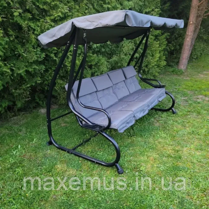 Садовые качели 4-х местная раскладная Bonro B 0 4 4 Серая с навесом и подушками (до 300 кг) Мостиська - фото 14