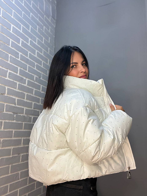 Куртка жіноча Haiziyuan 7165 коротка широка оверсайз розсип камінців без капюшона біла, білий, XL Одеса - фото 5