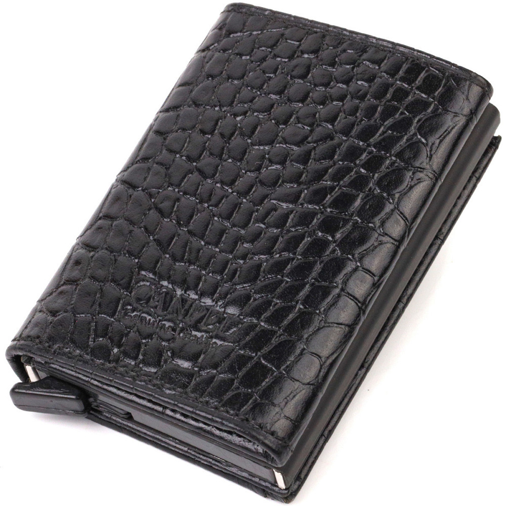 Картхолдер унисекс в три сложения с автоматическим механизмом из натуральной кожи с тиснением под крокодила CANPELLINI 21930 Киев - изображение 1