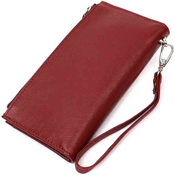 Стильний та яскравий жіночий гаманець-клатч Бордовий (ST Leather) Київ