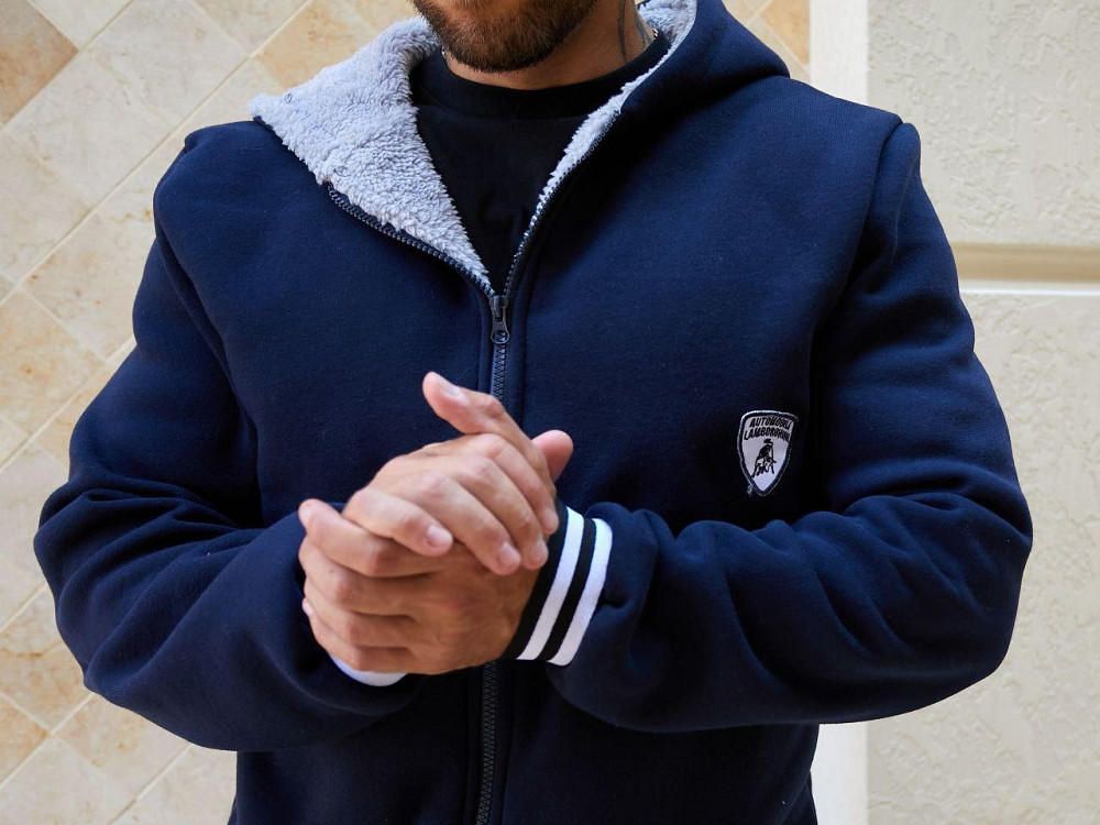 Мужской теплый костюм двойка: кофта и штаны трехнитка на флисе Темно-синий, 58 Одесса - изображение 4