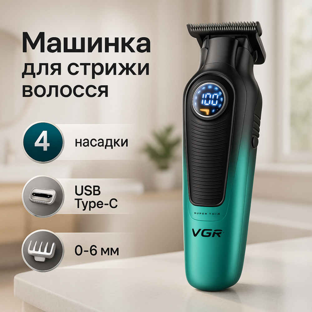 Машинка для стрижки с функцией быстрой зарядки VGR V-996, Универсальные машинки для стрижки волос IJ-31 Львов - изображение 18