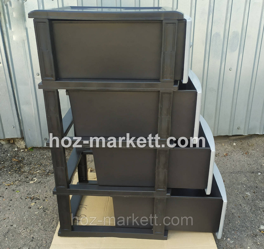 Тумбочка-комод пластиковий сірий на 4 ящики виробництво Україна Харків - фото 5