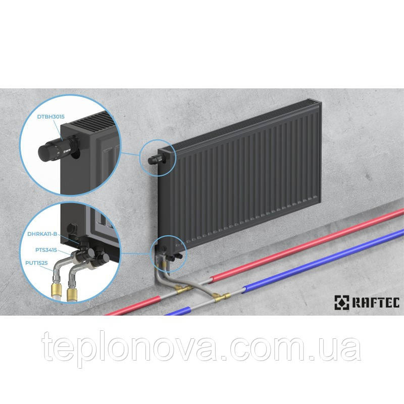 Узел нижнего подключения радиатора (50мм) с термоголовкой угловой Raftec DAHU11-B 1/2