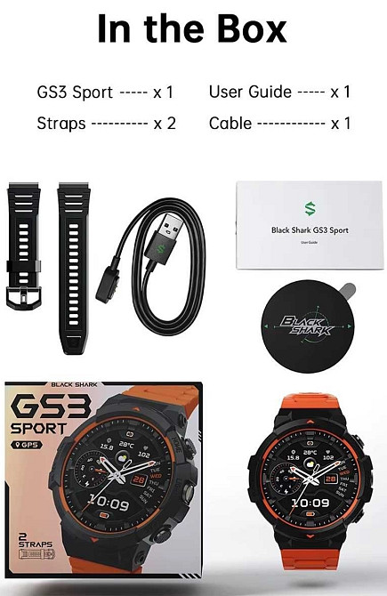 Black Shark GS3 Sport Smart Watch Global Version (Mist, Lava Black) Харків - фото 5