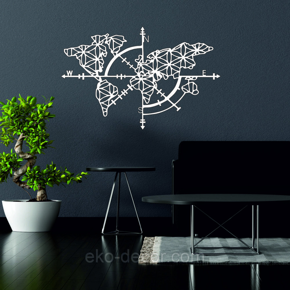 Декоративне настінне 3D Панно «Карта Компас», Декор на стіну з об'ємом Київ - фото 2