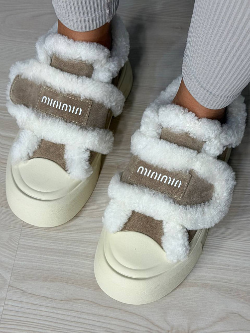 Кеды женские Hengji 15-3 с мехом и опушкой на липучке бежевые, 40, 25 см Киев - изображение 4