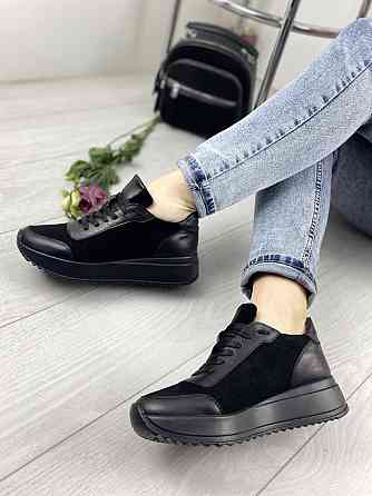 EMELI Кросівки жіночі EMELI 915/1 чорні (весна-осінь, шкіра+замша натуральна) (2687) Коломыя