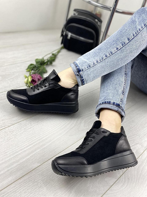 EMELI Кросівки жіночі EMELI 915/1 чорні (весна-осінь, шкіра+замша натуральна) (2687) Коломыя - изображение 6