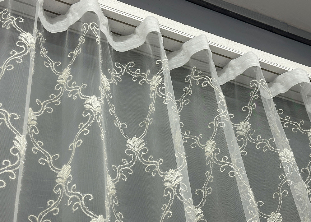 Тюль фатин с вышивкой и люрексом цвет молочный 1682т Киев - изображение 8