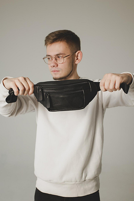 Сумка на пояс из натуральной кожи флотарий SL005 (Черная) Сумы - изображение 5