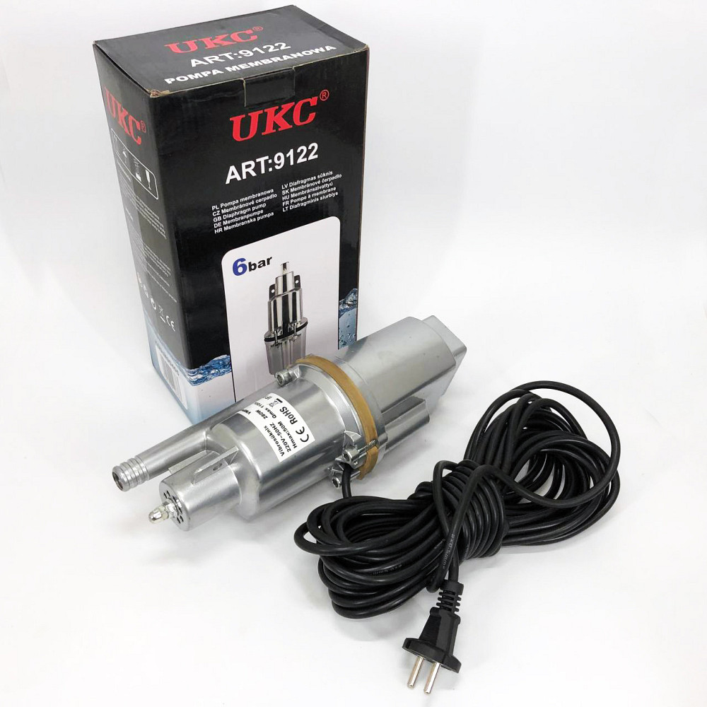 Насос вибрационный 0.25кВт, H 75м, Q 18л/мин, Ø100мм, 10м кабеля, верхний забор VX-18 Львов - изображение 1